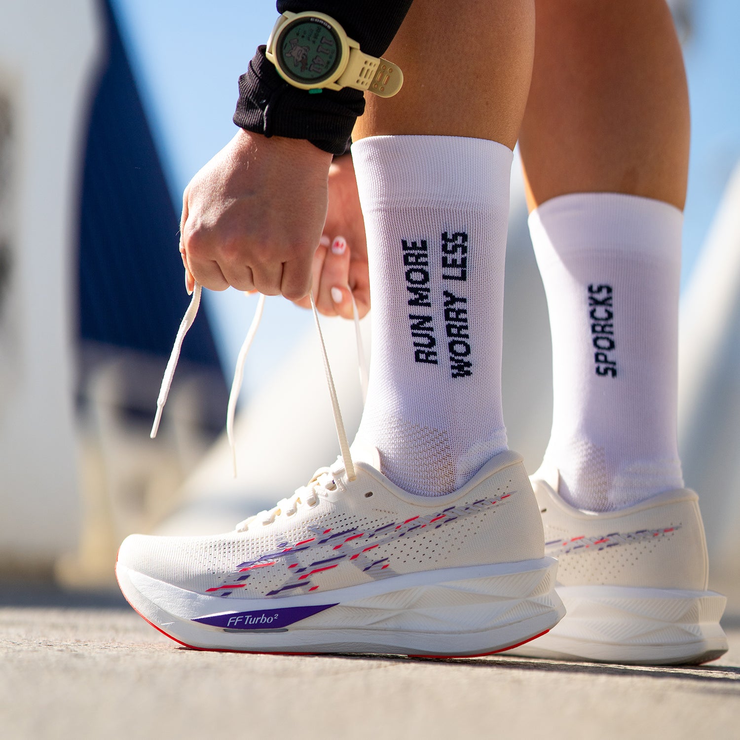 RUN MORE WHITE - CALCETÍN RUNNING