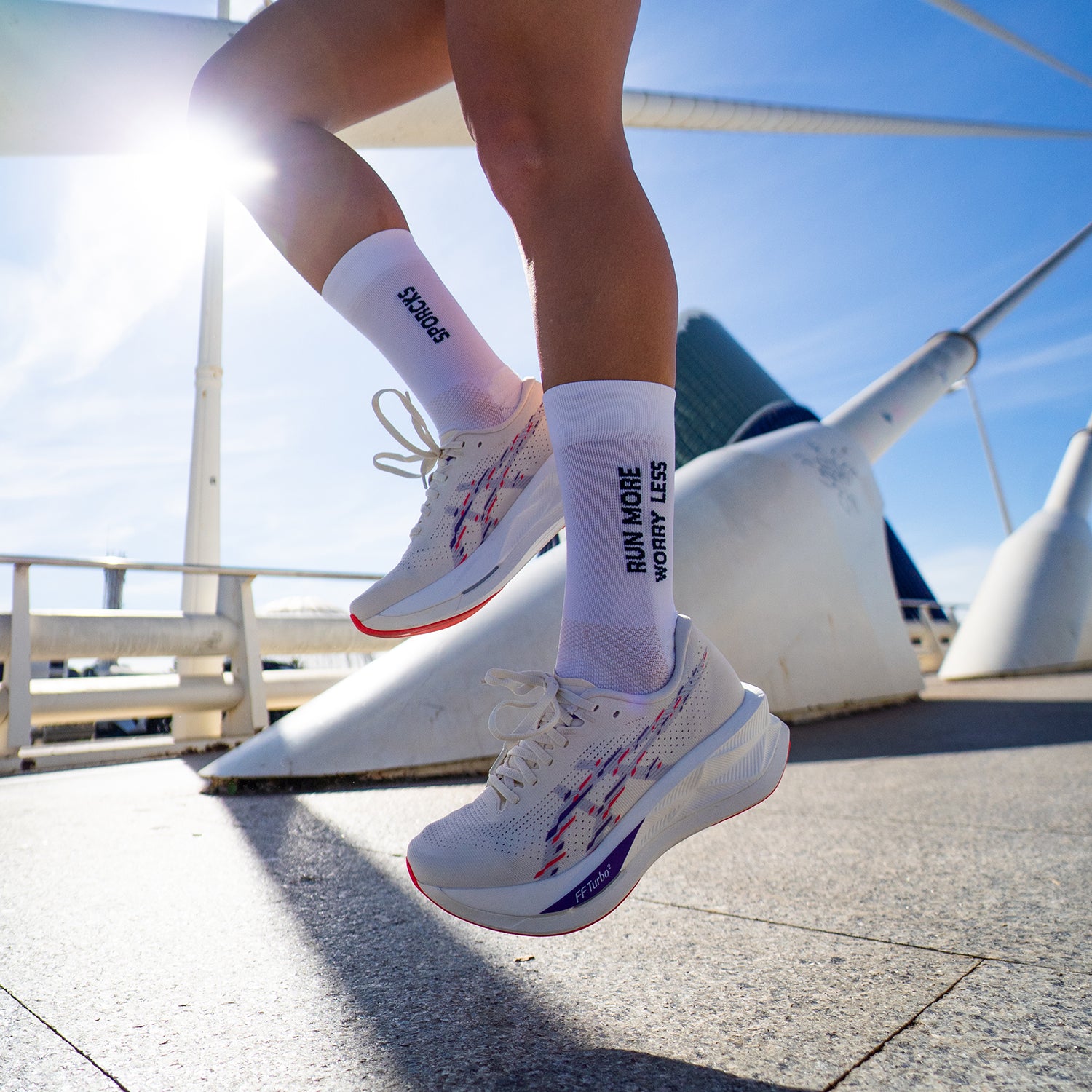 RUN MORE WHITE - CALCETÍN RUNNING